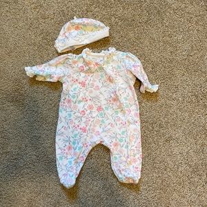 Little Me NB sleeper and matching hat